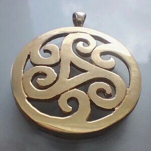 "LOVE" 18k Solid Yellow Gold Greek inspired Medallion Pendant ALEXA SIDARIS
